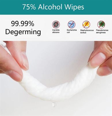 Chiffons humides d'alcool antiseptique désinfectant de 75% non tissés pour l'adulte