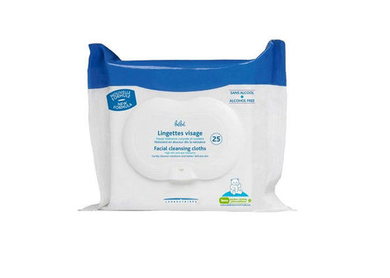 Chiffons humides inodores de nettoyage faciaux sans alcool