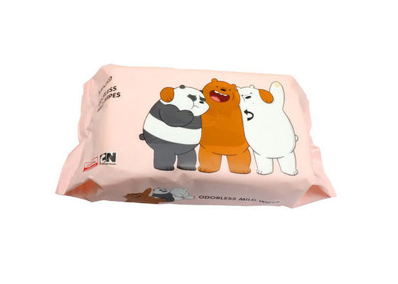 Chiffons non alcooliques doux inodores de bébé 80PCS Flowpack avec l'autocollant